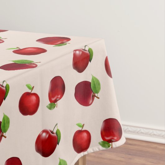 Rode appels op lichtbeige tafelkleed (Voorbeeld)