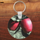 Rode appels op zwarte en witte Sleutelhanger (Voorkant)