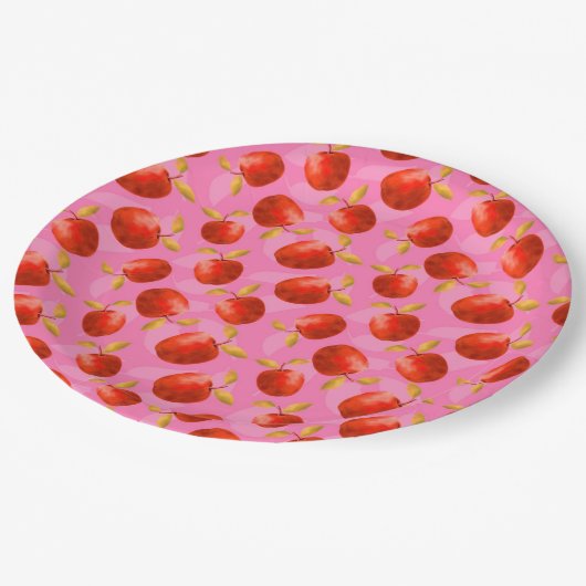 Rode appels papieren bordje (Gekanteld)