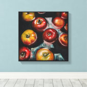 Rode appels schilderen | Appelen in water Canvas Afdruk (Insitu (Houten vloer))