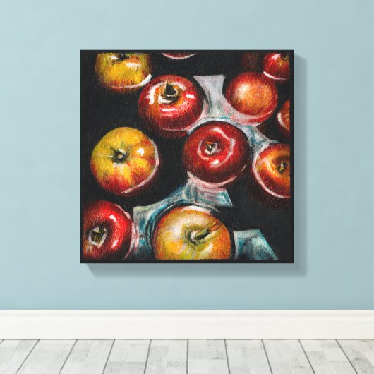 Rode appels schilderen | Appelen in water Canvas Afdruk (Insitu (Houten vloer))