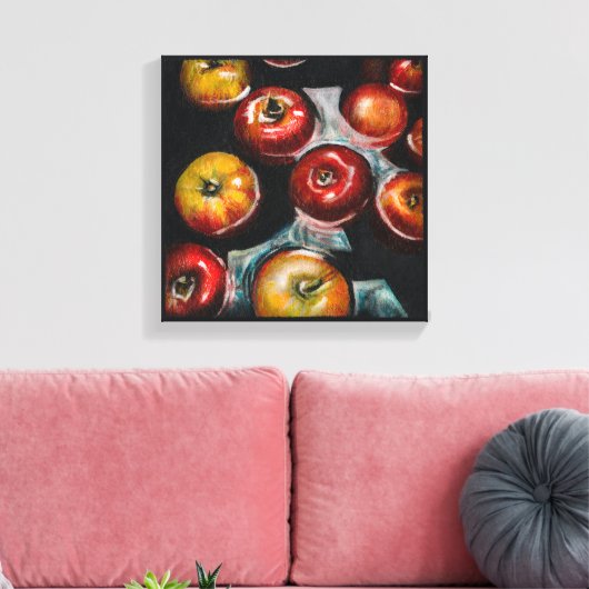 Rode appels schilderen | Appelen in water Canvas Afdruk (Insitu (Woonkamer))