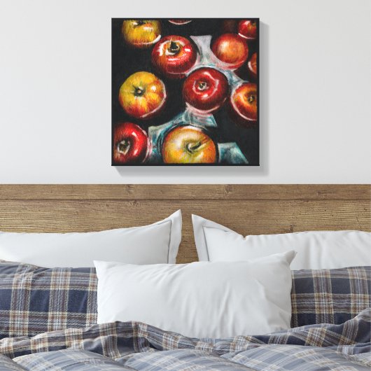 Rode appels schilderen | Appelen in water Canvas Afdruk (Insitu (Slaapkamer))