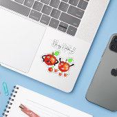 Rode appels sticker (Laptop met iPhone)