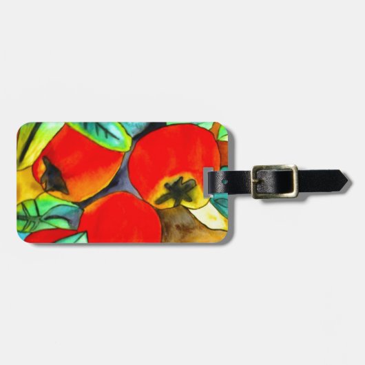 Rode appels waterverf originele kunst schilderij bagagelabel (Voorkant horizontaal)