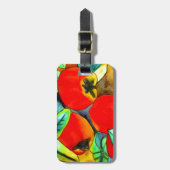 Rode appels waterverf originele kunst schilderij bagagelabel (Voorkant verticaal)