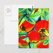 Rode appels waterverf originele kunst schilderij briefkaart (Voorkant / Achterkant)