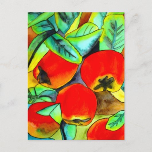 Rode appels waterverf originele kunst schilderij briefkaart (Voorkant)