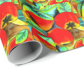 Rode appels waterverf originele kunst schilderij cadeaupapier (Rol Hoek)