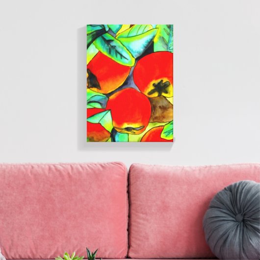 Rode appels waterverf originele kunst schilderij canvas afdruk (Insitu (Woonkamer))