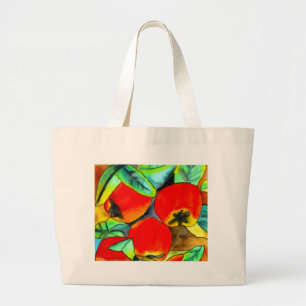 Rode appels waterverf originele kunst schilderij grote tote bag