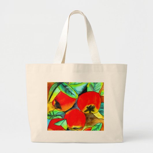 Rode appels waterverf originele kunst schilderij grote tote bag (Voorkant)