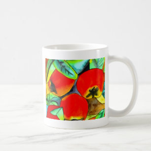 Rode appels waterverf originele kunst schilderij koffiemok