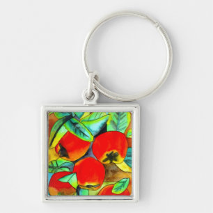 Rode appels waterverf originele kunst schilderij sleutelhanger