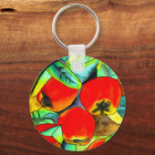 Rode appels waterverf originele kunst schilderij sleutelhanger (Voorkant)