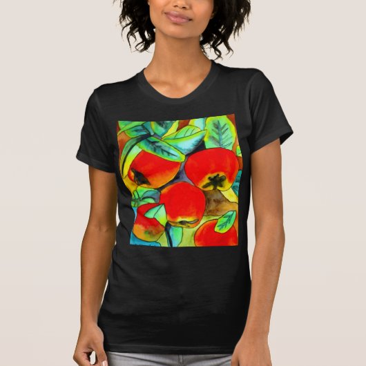 Rode appels waterverf originele kunst schilderij t-shirt (Voorkant)