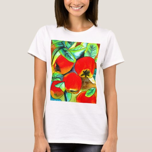 Rode appels waterverf originele kunst schilderij t-shirt (Voorkant)
