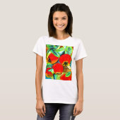 Rode appels waterverf originele kunst schilderij t-shirt (Voorkant volledig)