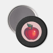 Rode Appels Wit op Zwarte Polka Dots Magneet (Voorkant / Achterkant)