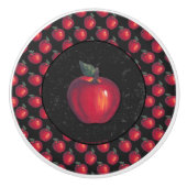 Rode appels zwart keramische knop (Voorkant)