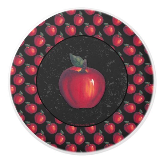 Rode appels zwart keramische knop (Voorkant)