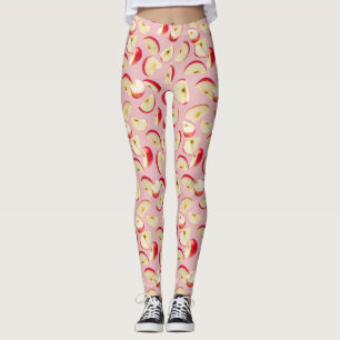Rode Appelschijf Patroon Leggings