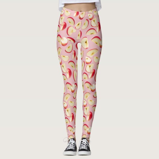 Rode Appelschijf Patroon Leggings (Voorkant)