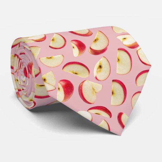 Rode Appelschijf Patroon Stropdas (Opgerold)