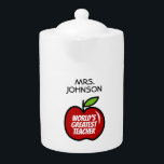 Rode appeltheek voor 's werelds beste schoolleraar theepot<br><div class="desc">Rode appeltheek voor 's werelds beste schoolleraar. Cute gift idee voor kleuterscholen,  opvoeders,  medewerkers,  collega's,  enz.</div>