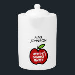 Rode appeltheek voor 's werelds beste schoolleraar theepot<br><div class="desc">Rode appeltheek voor 's werelds beste schoolleraar. Cute gift idee voor kleuterscholen,  opvoeders,  medewerkers,  collega's,  enz.</div>