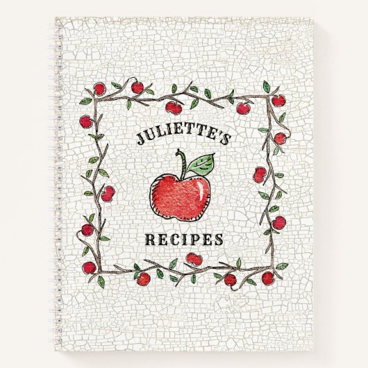 rode appelwijn Monogrammed Cookbook Recipe Notitieboek (Voorkant)