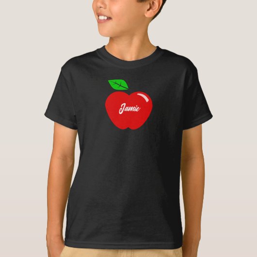 Rode Apple Aangepaste Naam Kinder T-shirt (Voorkant)