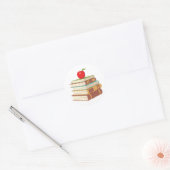 Rode Apple & Boeken Ronde Sticker (Envelop)