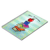 Rode Apple Book Stack Teacher Name Turquoise Strip Notitieboek (Linkerzijde)