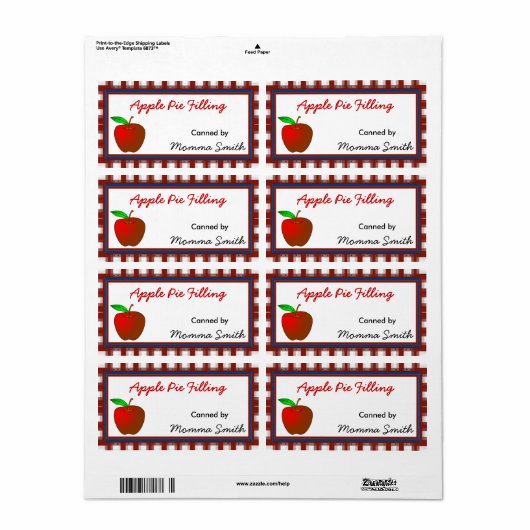 Rode Apple Custom Inblikken Labels (Full Sheet)