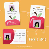 Rode Apple Docent Witte Foto ID Badge