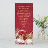 Rode Apple Kerst Goud Sneeuwvlokken Bruiloft Menu (Staand voorkant)