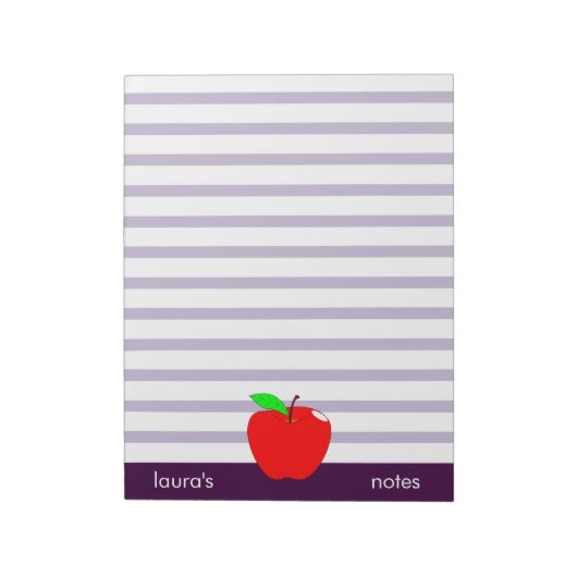 Rode Apple-leraar Aangepaste paarse lijnen Notitieblok (Linkerzijde)