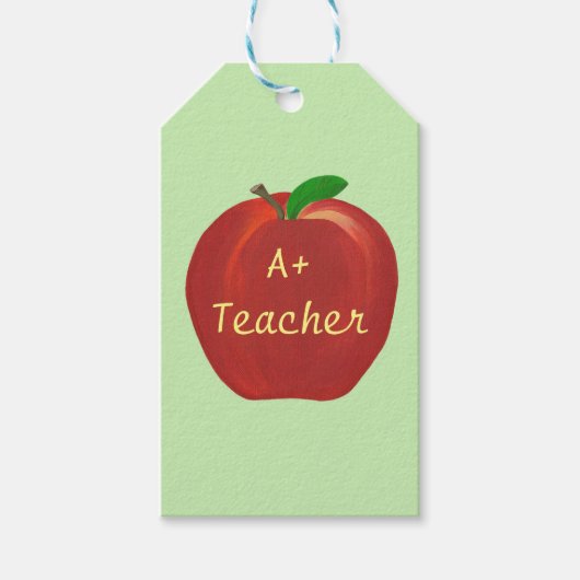 Rode Apple Schilderij A + Teacher Gift Kaarten Cadeaulabel (Voorkant)