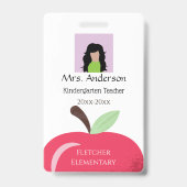 Rode Apple Teacher Witte Foto ID Badge (Voorkant)