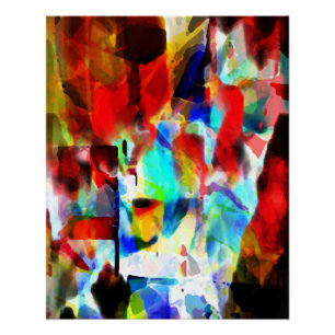 Rode Aqua Geel Zwarte Verf Splashes Art Design Perfect Poster