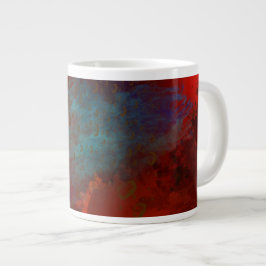 Rode, Aqua & Gouden Grunge Digitale Abstracte Kuns Grote Koffiekop