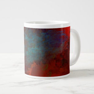 Rode, Aqua & Gouden Grunge Digitale Abstracte Kuns Grote Koffiekop