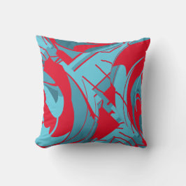 Rode Aqua Turquoise Lush laat Abstract Art Design  Kussen