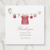 Rode Aquarel Baby Shower Vierkante Label (Voorkant)