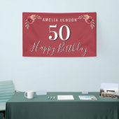 Rode Aquarel Bloem Bloemstuk 50ste Verjaardag Spandoek (Beurs)