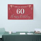 Rode Aquarel Bloem Bloemstuk 60e Verjaardag Spandoek (Beurs)