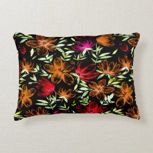 Rode Aquarel Bloemen 3 Accent Kussen