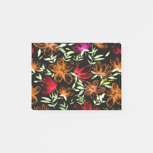 Rode Aquarel Bloemen 3 Post-it® Notes (Voorkant)