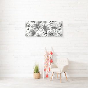 Rode Aquarel Bloemen 4 Spandoek